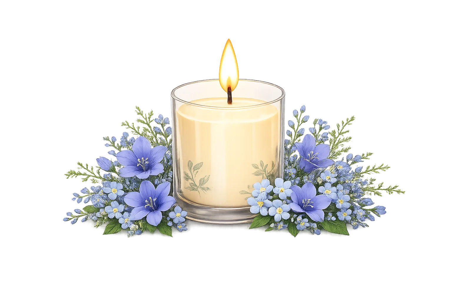 Blue Forget-me-nots memorial candle