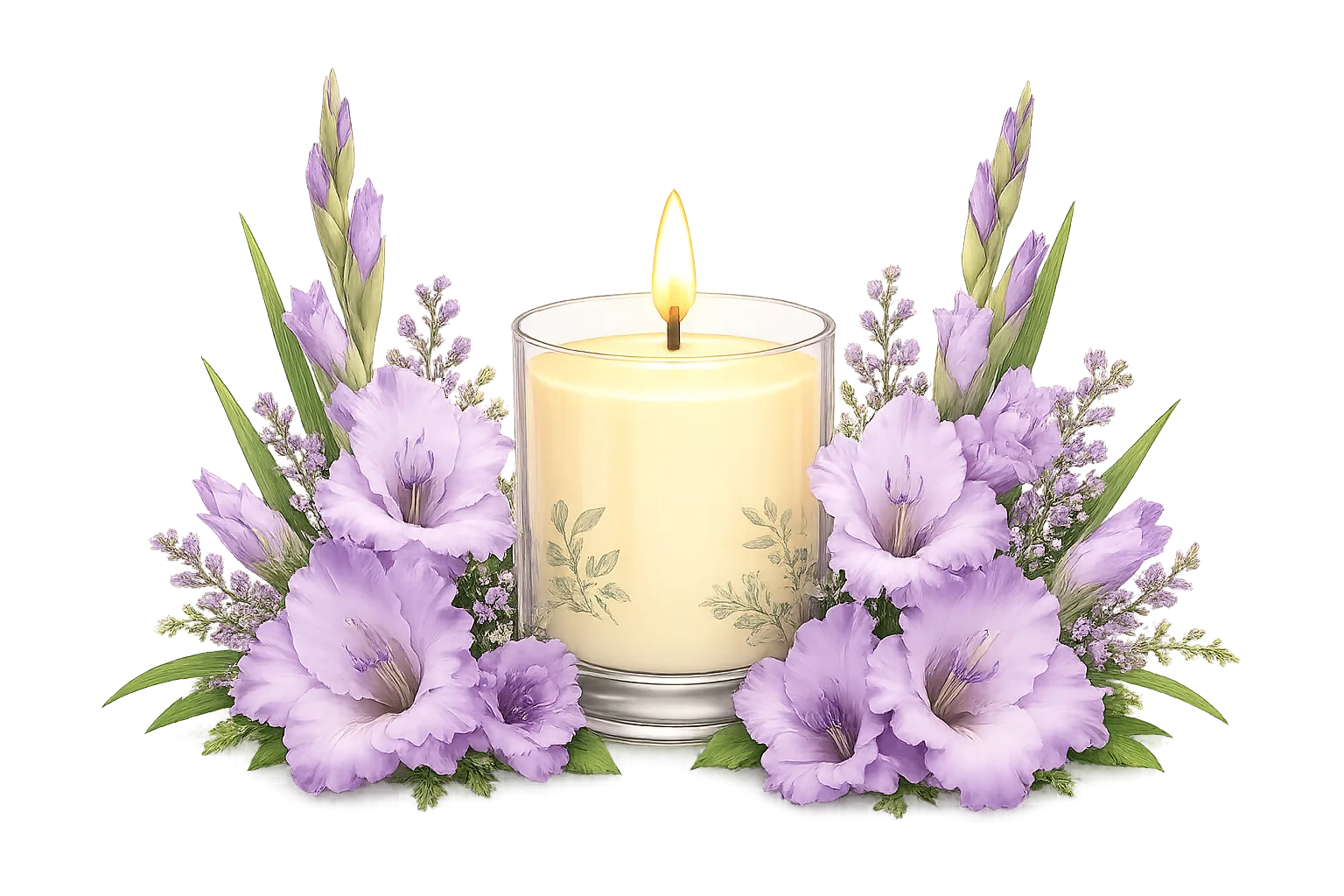 Purple Gladioli memorial candle