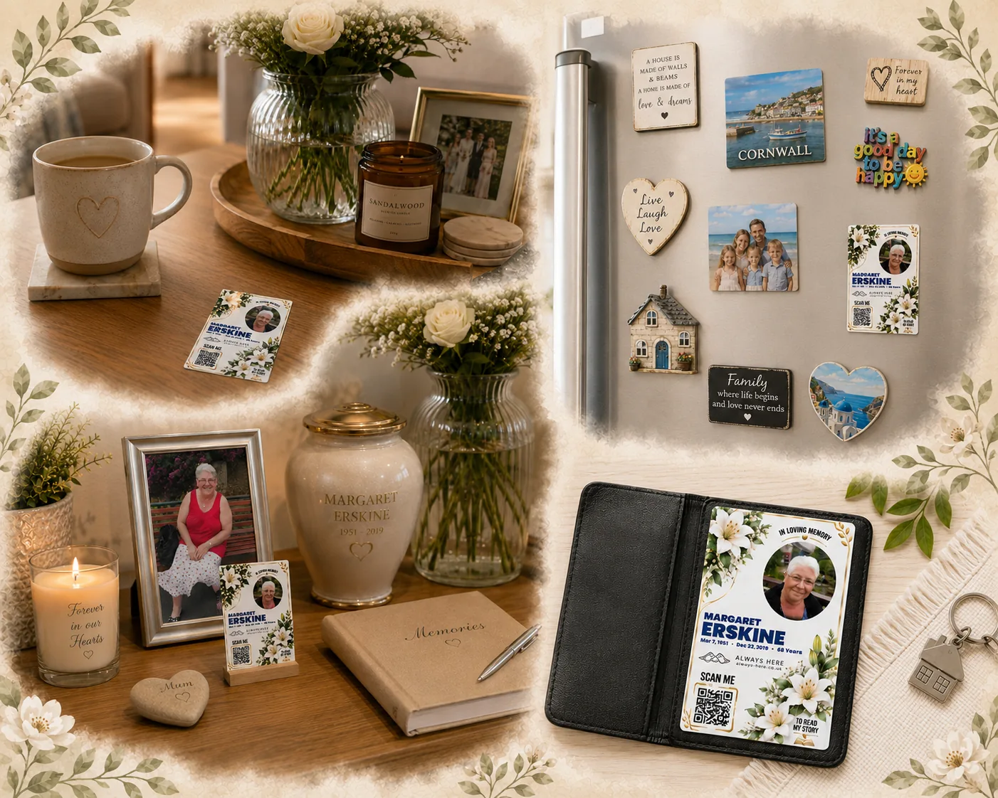 Indoor memorial card examples